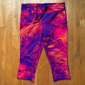 Xersion Capris Womens Large Marble Effect Purple and Orange